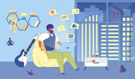 After Long Working Day Resting on Social Networks.のイラスト素材