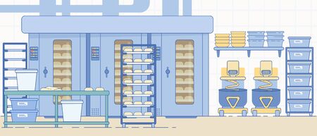 Bakery Industry Equipment. Bread and Dough Food.のイラスト素材