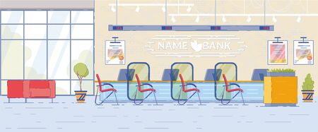 Bank Office Interior Space with Counter or Desk.のイラスト素材