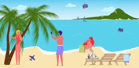 Taking Some Rest with Friends in Summer Resortのイラスト素材