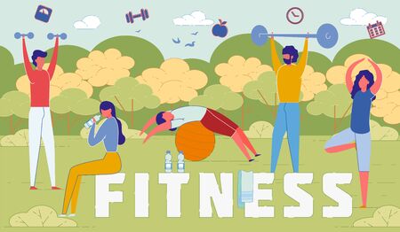 Outdoor Fitness Activities Word Concept Bannerのイラスト素材