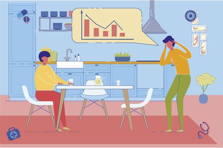 Man Suffering from Strong Pain Attack Need for Emergency Medical Assistance. High Blood Pressure, Cardiac Problems and Heart Stroke Symptoms with People Cartoon Characters. Flat Vector Illustration.のイラスト素材