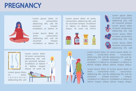 Womans Pregnancy is Closely Monitored by Doctor. Therapist Checks Health Woman who Bears Fetus. She Learns about State her Posture and Vision, Prescribes Pills and Vitamins for Prevention.の写真素材