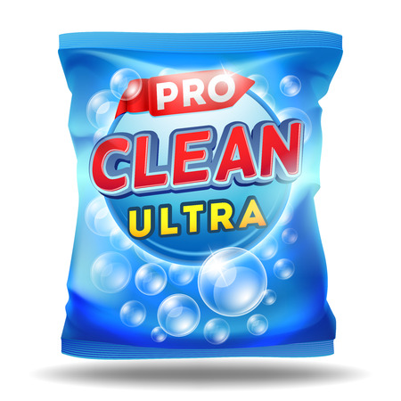 Detergent design template. Vector design of detergent on foil bag package templateのイラスト素材