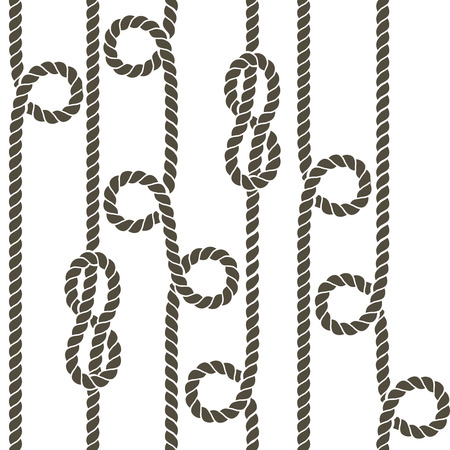 Nautical rope and knot seamless pattern. Repetition seamless pattern rope, design rope, strong nautical rope illustrationのイラスト素材
