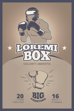 Boxing competition vintage vector poster. Boxing banner, boxing vintage fight, boxing champion illustrationのイラスト素材