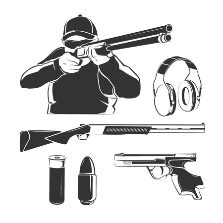 Vector elements for shooting club retro labels, emblemsのイラスト素材