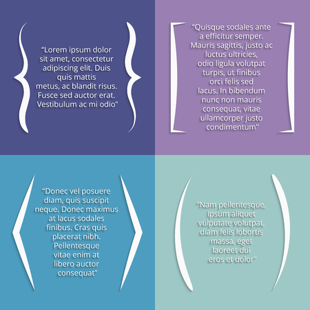 Vector abstract background with quote in brackets. Bracket set for quote note and comment, rounded and spiky brackets illustrationのイラスト素材