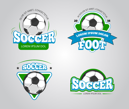 Soccer football vector badges, logos, t-shirt design templates. Club soccer sport and t-shirt emblem for football or soccer competition illustrationのイラスト素材