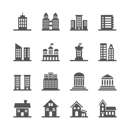 Building, house vector icons. House or home building set icon and illustration architecture  property buildingのイラスト素材