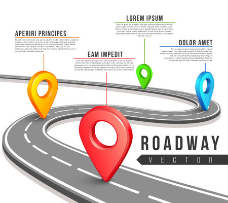 Street road map for vector business infographics design. Road map infographic and information data text for web sites, presentations and brochuresのイラスト素材