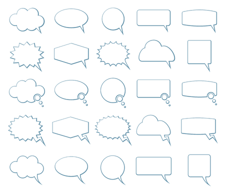 Empty speech bubbles vector icons. Blank bubbles set for talk and message communication illustrationのイラスト素材