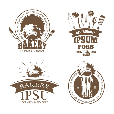 Restaurant menu design, vector labels, emblems, badges, logos.のイラスト素材