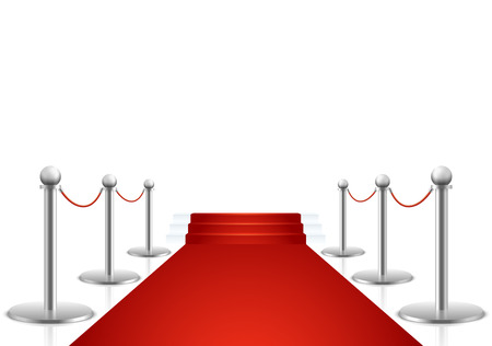 Red carpet with stairs vector illustration. Carpet for event and luxury red carper with stairwayのイラスト素材