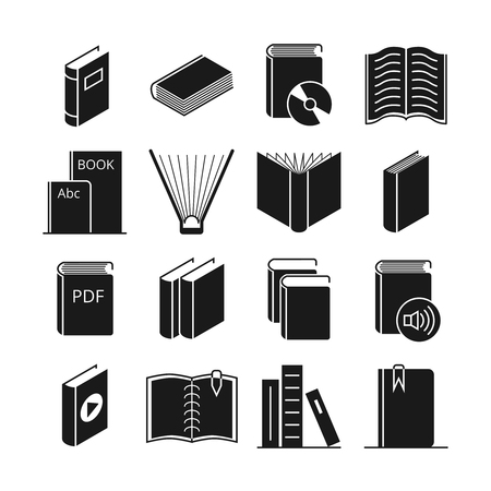 Books vector icons. Literature book for learning and illustration audio and video booksのイラスト素材