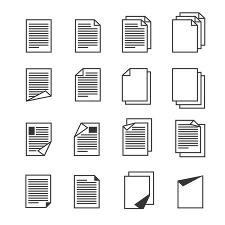 Paper document, page vector icons set. File document and paper page document for businessのイラスト素材