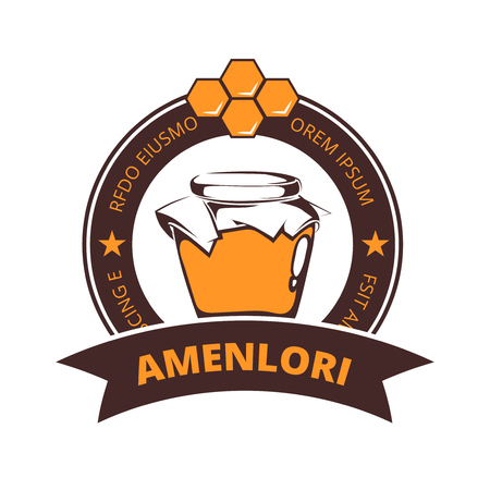 Beekeeper, honey vector logo, badge. Vintage sign for farm illustrationのイラスト素材