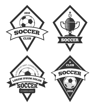 Soccer templates collection isolated white. Soccer or football team label, vector illustrationのイラスト素材