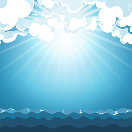 Blue sky over the sea background. Beauty cloud and light day, vector illustrationのイラスト素材