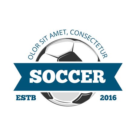 Round vector soccer logo template isolated on white background. Ball for football game illustrationのイラスト素材
