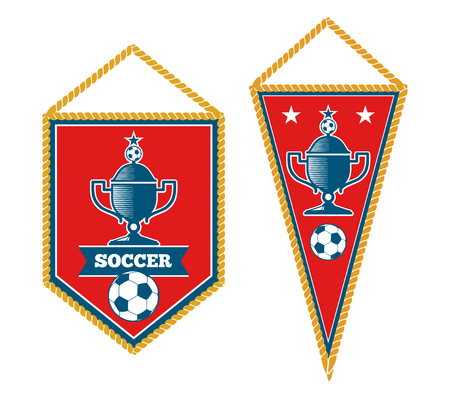 Set of soccer pennants isolated over white. Tournament football banner, vector illustrationのイラスト素材