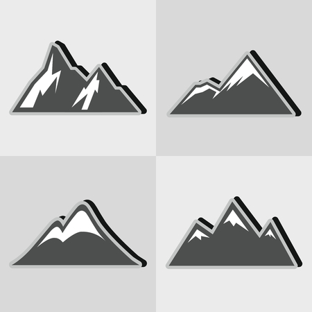 Mountain gray icons with black shadow. Travel template. Vector illustrationのイラスト素材