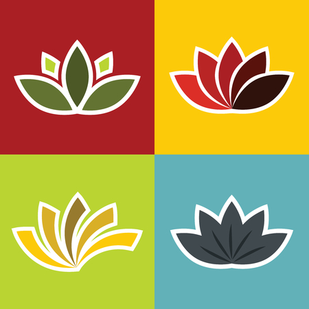 Color elements ornament with flowers isolated on color background. Vector illustrationのイラスト素材