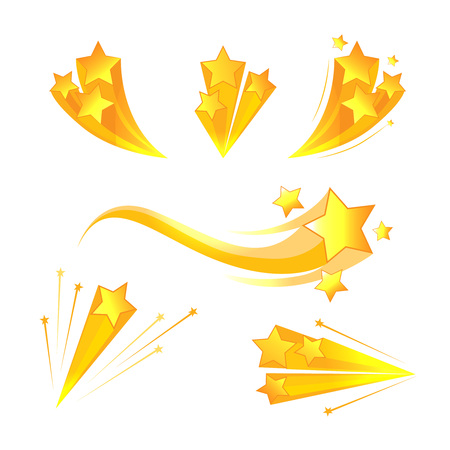 Cartoon stars burst vector elements. Explosion and flash, light effect decoration illustrationのイラスト素材