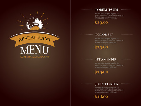 Cafe restaurant menu template identity vector mockup. Card with a list of dishes illustrationのイラスト素材