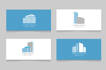 Real estate logo with business card template design. Company logotype with house, vector illustrationのイラスト素材