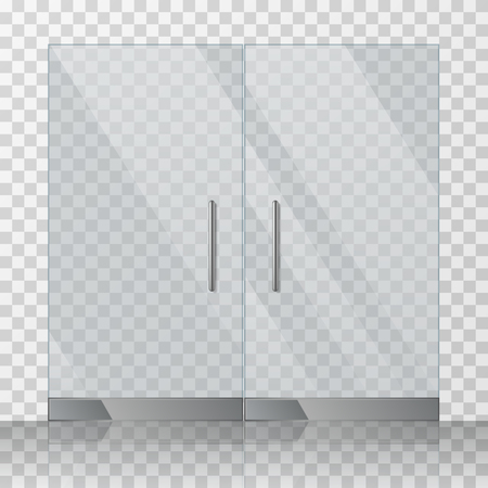 Mall, store glass doors for market and fashion boutique, vector illustrationのイラスト素材