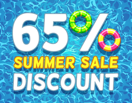 Summer sale and discount vector poster with blue sea water backgroundのイラスト素材