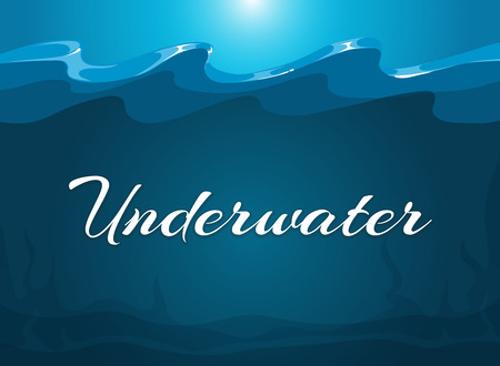 Deep blue moody underwater background. Abstract background water, vector illustrationのイラスト素材