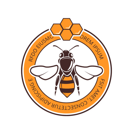 Retro beekeeper, honey, bee vector logo. Nature and sign element illustrationのイラスト素材