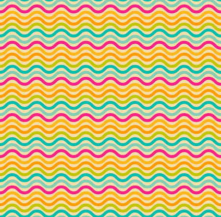 Waves seamless pattern in retro colors. Abstract decoration for wallpaper, vector illustrationのイラスト素材