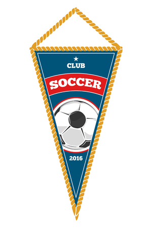 Blue soccer pennant isolated white. Object for football team. Vector illustationのイラスト素材