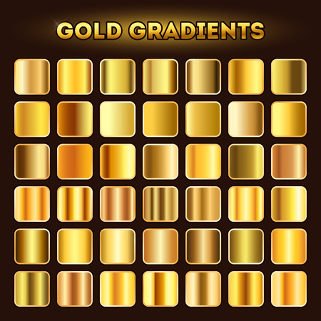 Gold gradients vector. Set of golden glistening gradient shades illustrationのイラスト素材