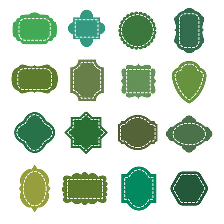 Eco green natural organic product badges vector shapes set. Empty patch or banner for emblem illustrationのイラスト素材