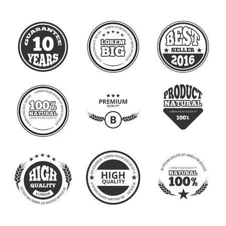 High quality, premium, guarantee vintage vector wax seals labels, badges. Warranty banner and sticker best seller illustrationのイラスト素材