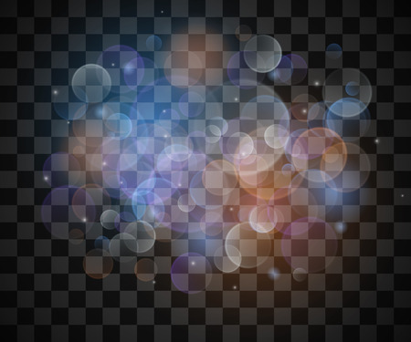 Glittering stars on vintage lights bokeh background vector illustration. Defocus transparent glitterのイラスト素材