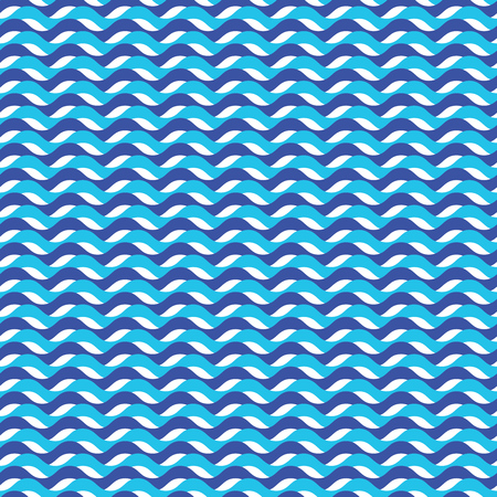 Blue ocean waves marine seamless pattern. Design sea seamless background, vector illustrationのイラスト素材