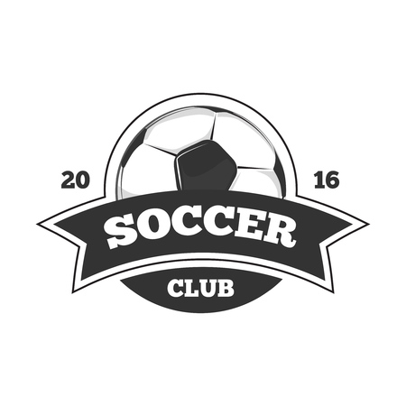 Vector soccer , badge template isolated in black white.  to sport competition of soccer illustrationのイラスト素材