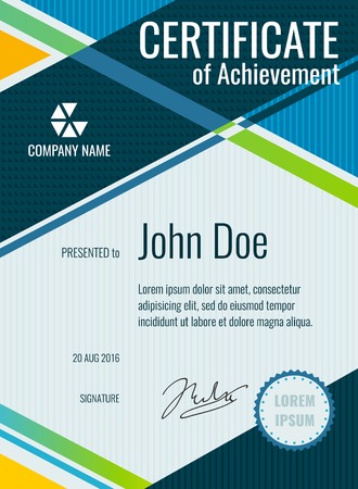 Achievement, award vector certificate design. Personal diploma and certificate illustrationのイラスト素材