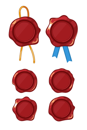 Vintage cartoon wax seals vector set. Illustration of stamp for letter messageのイラスト素材