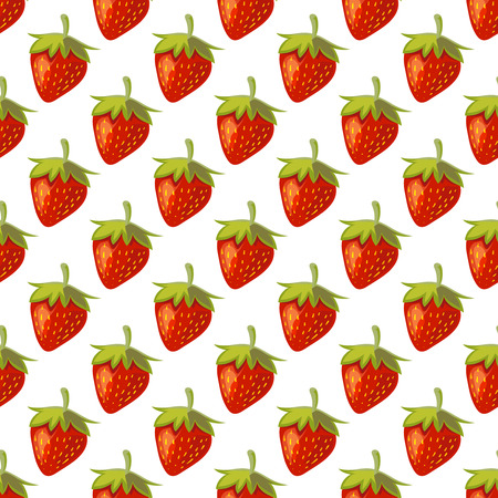 Red vector strawberries seamless pattern. Background with ripe fruit illustrationのイラスト素材