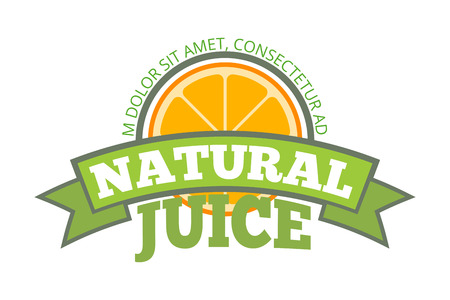 Natural orange juice logo, label. Organic fruit food, vector illustrationのイラスト素材