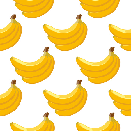 Yellow vector banana seamless background. Tropical fruit pattern illustration flatのイラスト素材