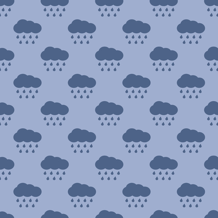 Vector clouds and rain weather seamless pattern background with water drops illustrationのイラスト素材