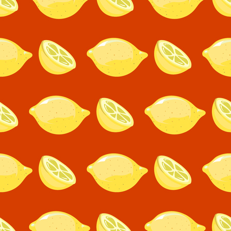 Vector bright lemon seamless pattern isolated in red background illustrationの写真素材
