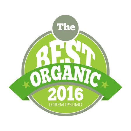 Green organic natural eco label. Best product sticker, vector illustrationのイラスト素材